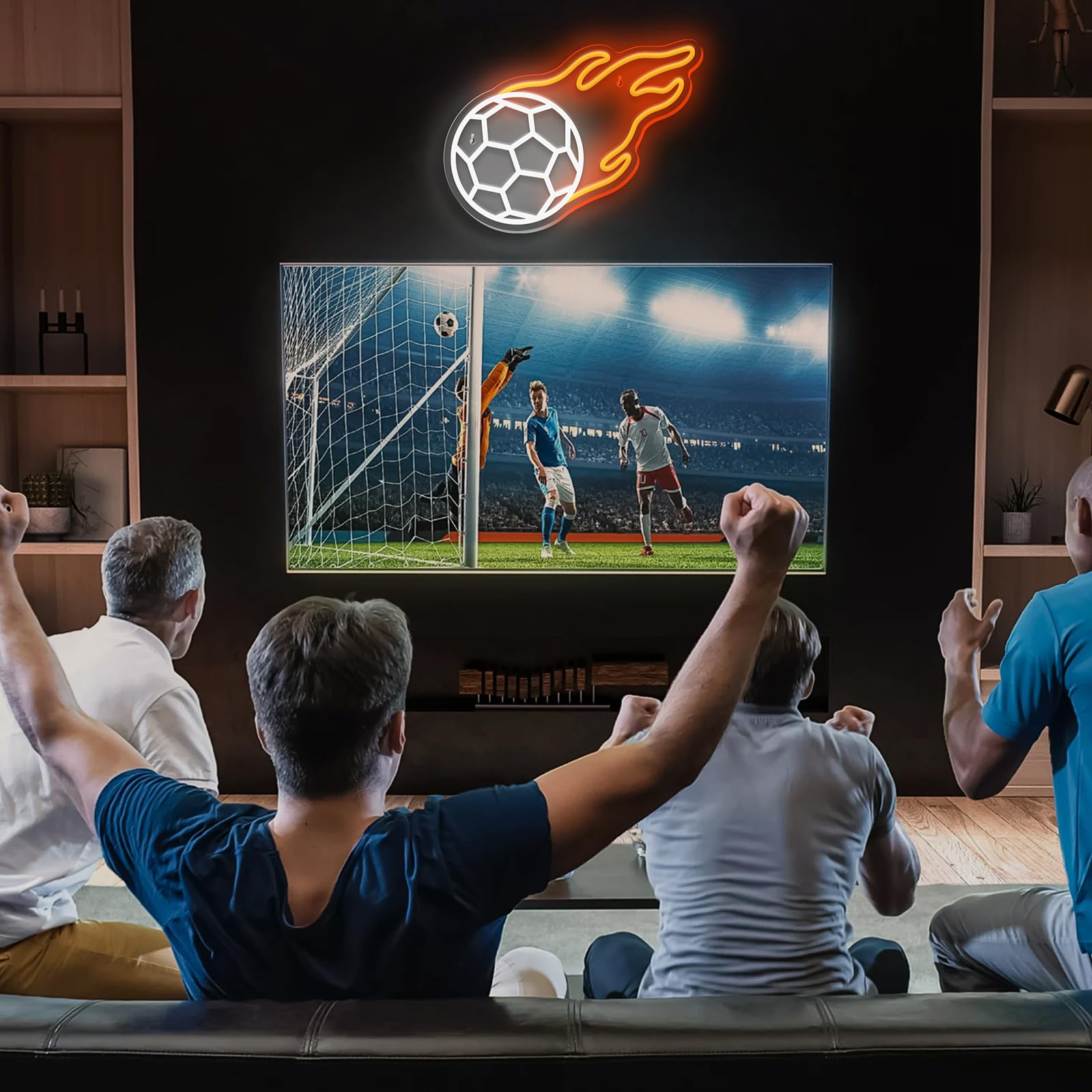 Fußball Neon Schild für Wanddeko, Football LED Leuchtschild Hängeschild Türschild USB-Betrieb mit dimmbarem Schalter für Spielzimmer Wohnzimmer(Football)