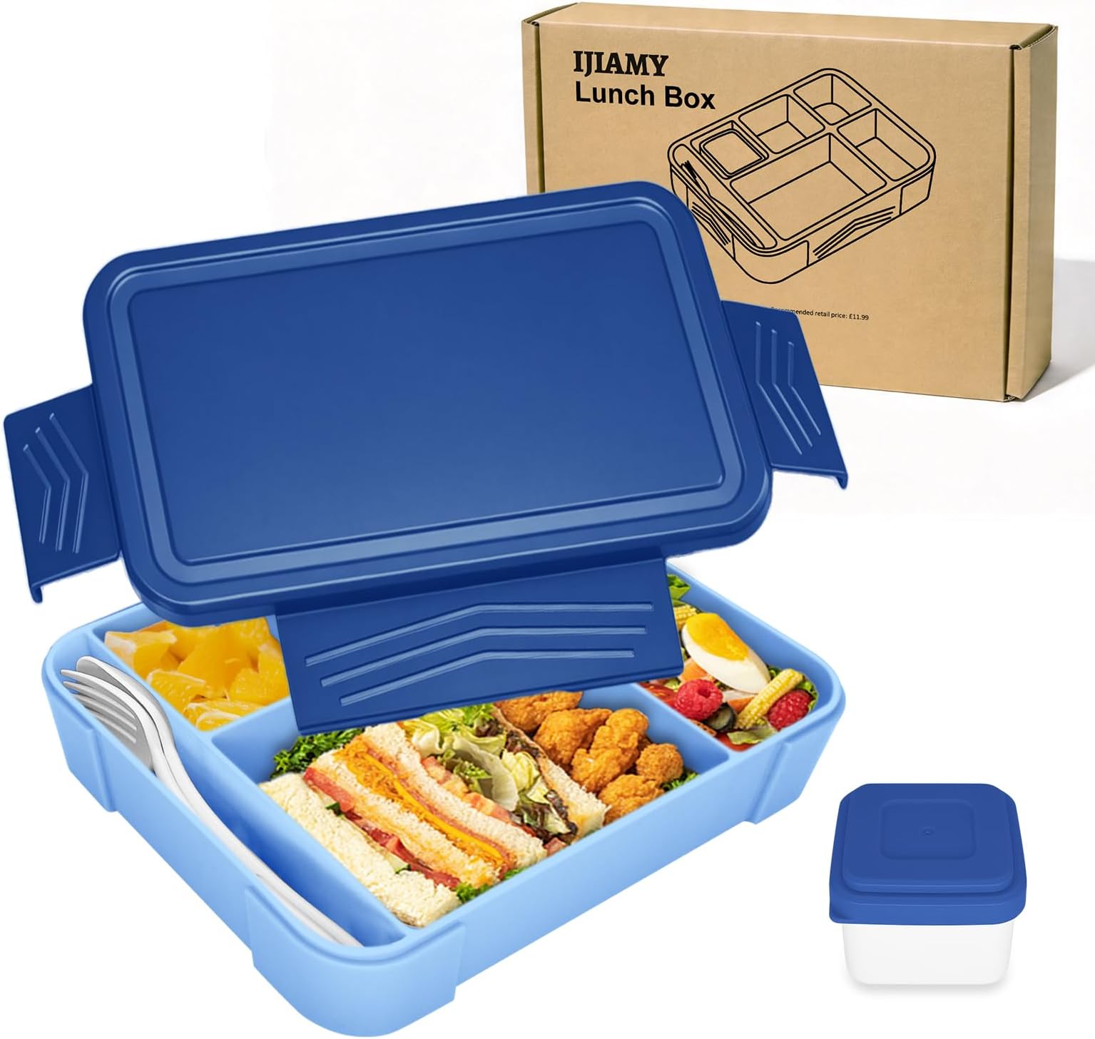 Bento Lunch Box Kids, Bento Box Lunch Box Adults with 5 Compartments and 1 Salad Dressing Containers, Snack Box for Kids and Adults Work School