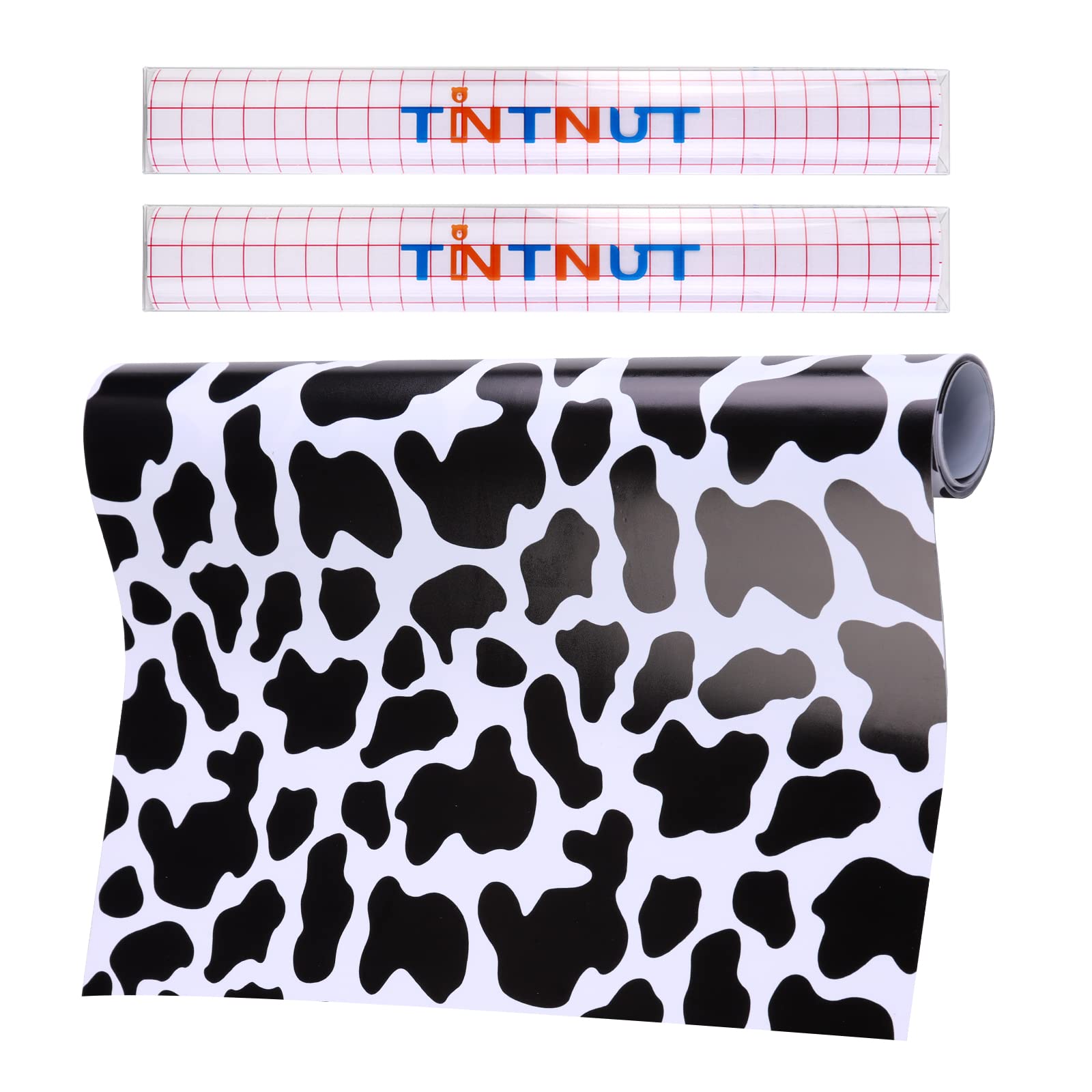 Tintnut Cowhide Permanent Vinyl Black White Adhesive Vinyl Roll 12in x 5ft — image 1