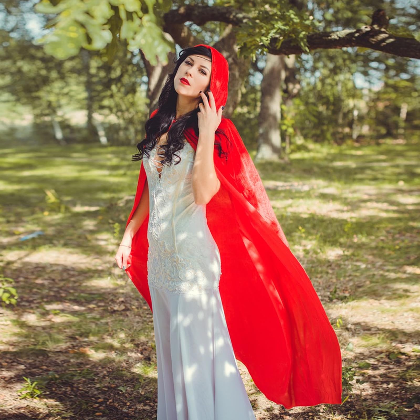 XiangJunly Red Cloak With Hood, Halloween Cape, Long Robe - Image 4