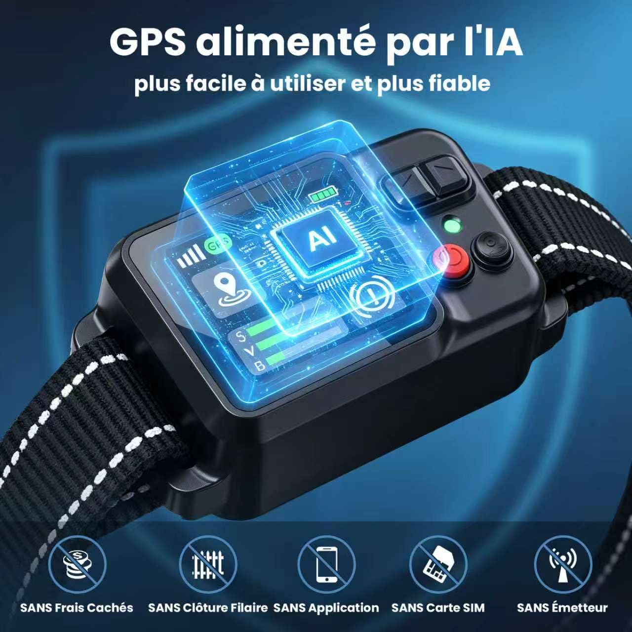 Collier Anti Fugue Chien sans Fil GPS, Collier GPS pour Chien avec Écran Couleur, Clôture GPS Intelligente Haute Précision, Réglable 30-999M, IPX7 Étanche, Utilisation Simple