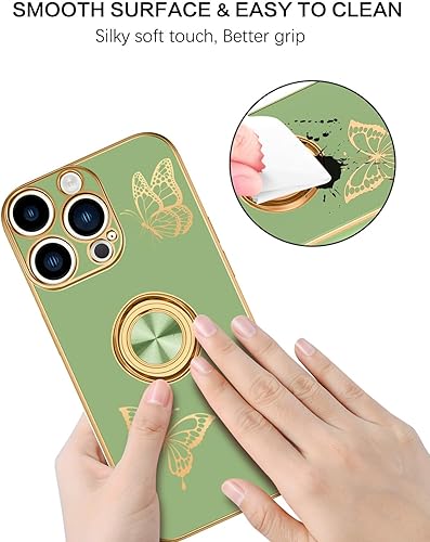 Miniatura 3 de BENTOBEN Funda para iPhone 13 Pro Max, funda para teléfono iPhone 13 Pro Max, delgada y bonita mariposa chapada en 360, soporte magnético para
