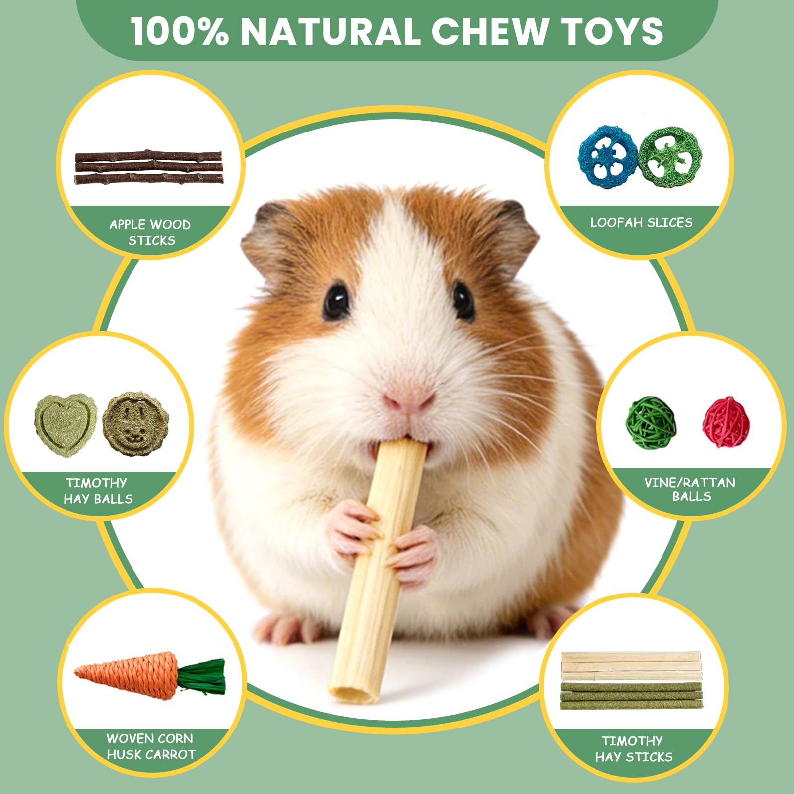 19 tubos para hámster y juguetes masticables de madera para hámster, juguetes naturales para el enriquecimiento, accesorios de jaula para mascotas para sirio, accesorios de jaula para el cuidado de