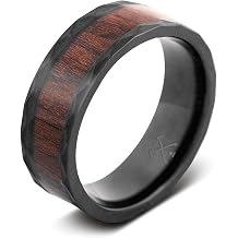 Manly Bands Mens Exotic Wood Wedding Bands and Rings - Made with Koa, Pearwood, Oak, and Sequoia Wood - Gift for Men - Free Silicone Ring Included