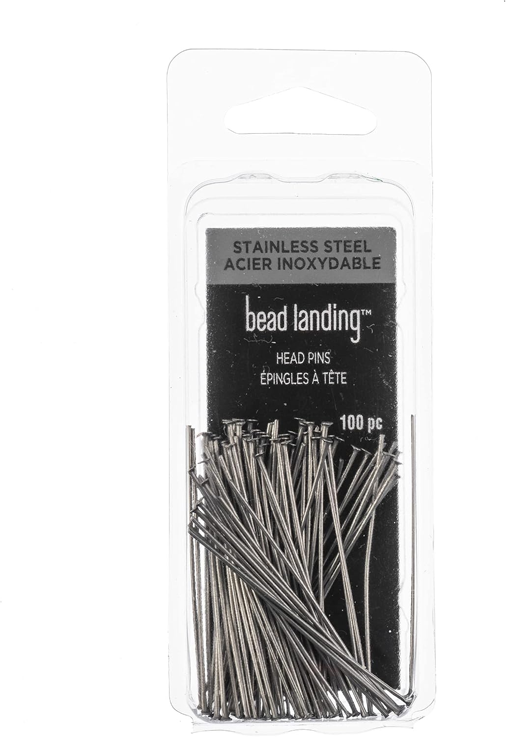 Bead Landing 1.5" Stainless Steel Head Pins – 100 Per Pack, 1,200 Total for Beaded Earrings, Charms & DIY Jewelry Projects, 12 Pack