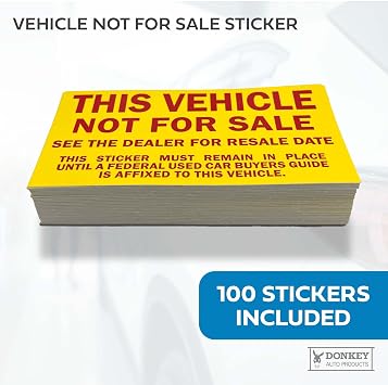 Vehicle Not for Sale Stickers - Yellow and Red (100 per Pack) | Exterior