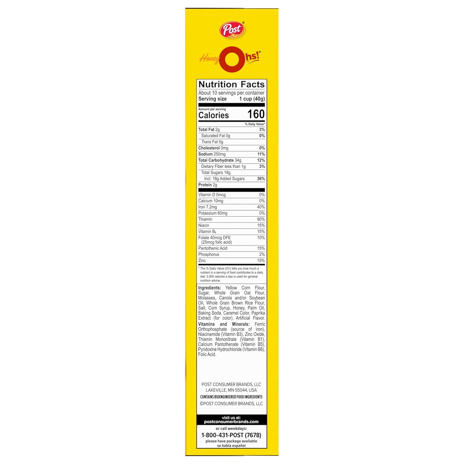 Honey Ohs! Crunchy Breakfast Cereal Os Made with Sweetened Corn, Oats and Rice, 14 OZ Box (Pack of 8)