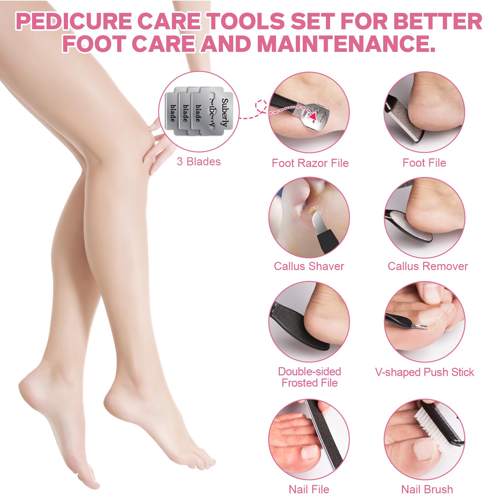 Lima elettrica per piedi – Rimozione calli per piedi, regolabile a 3 velocità con strumenti per pedicure 16 in 1, cura professionale dei piedi, per rimuovere la pelle morta e calli pelle dura secche
