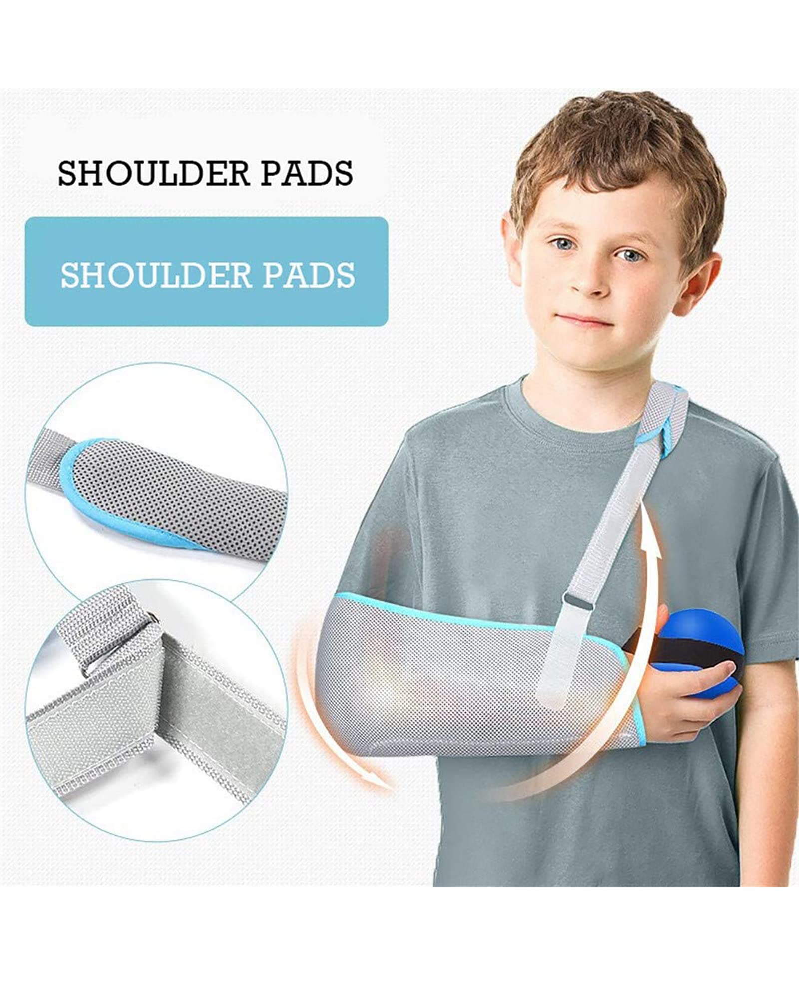 Cabestrillo para Brazo para niños con Soporte para el Pulgar Inmovilizador de Hombro de Malla Transpirable Correa Ajustable para la muñeca y el Codo para la recuperación de Lesiones, S (L)