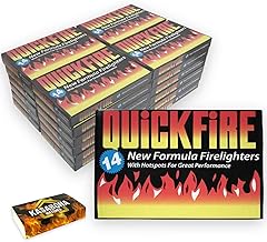 Quickfire Firelighters Bulk Pack Fire Lighters hotspot Burners BBQ Coal Wood Burners with KasaBona Safety Matches – 14 Firelighters (84 Firelighters)