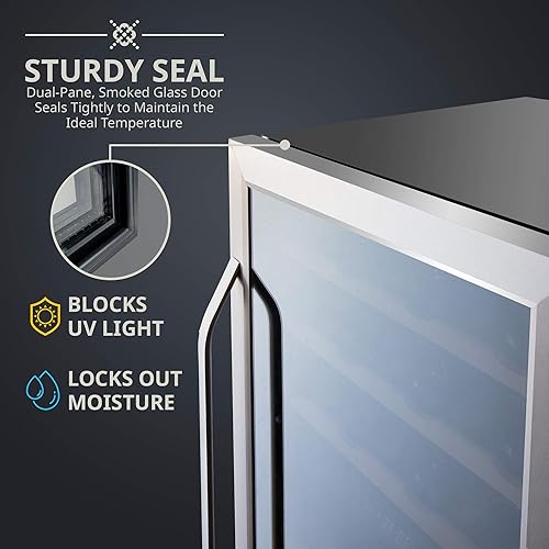 Miniatura 4 de Ivation Refrigerador de vino de doble zona de 43 botellas con cerradura, gran bodega independiente para vino tinto, blanco, champán y vino espumoso,