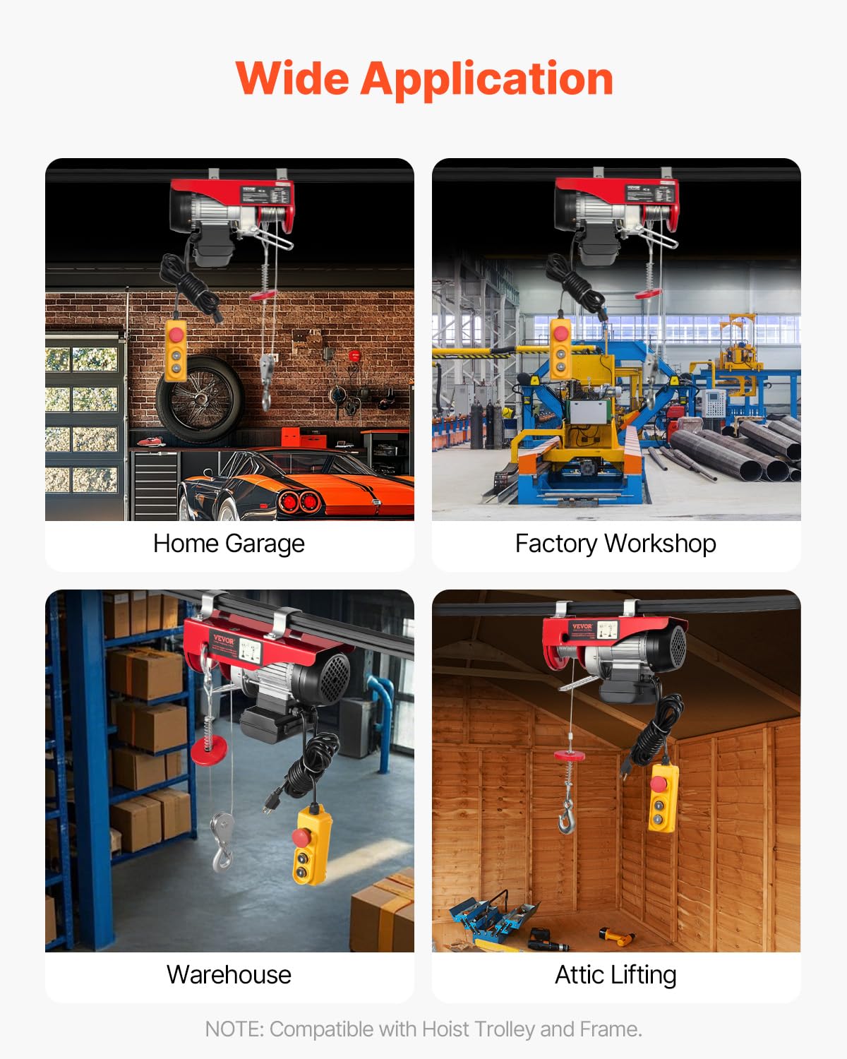 VEVOR Electric Hoist - 440 lb Capacity, Remote Control -9
