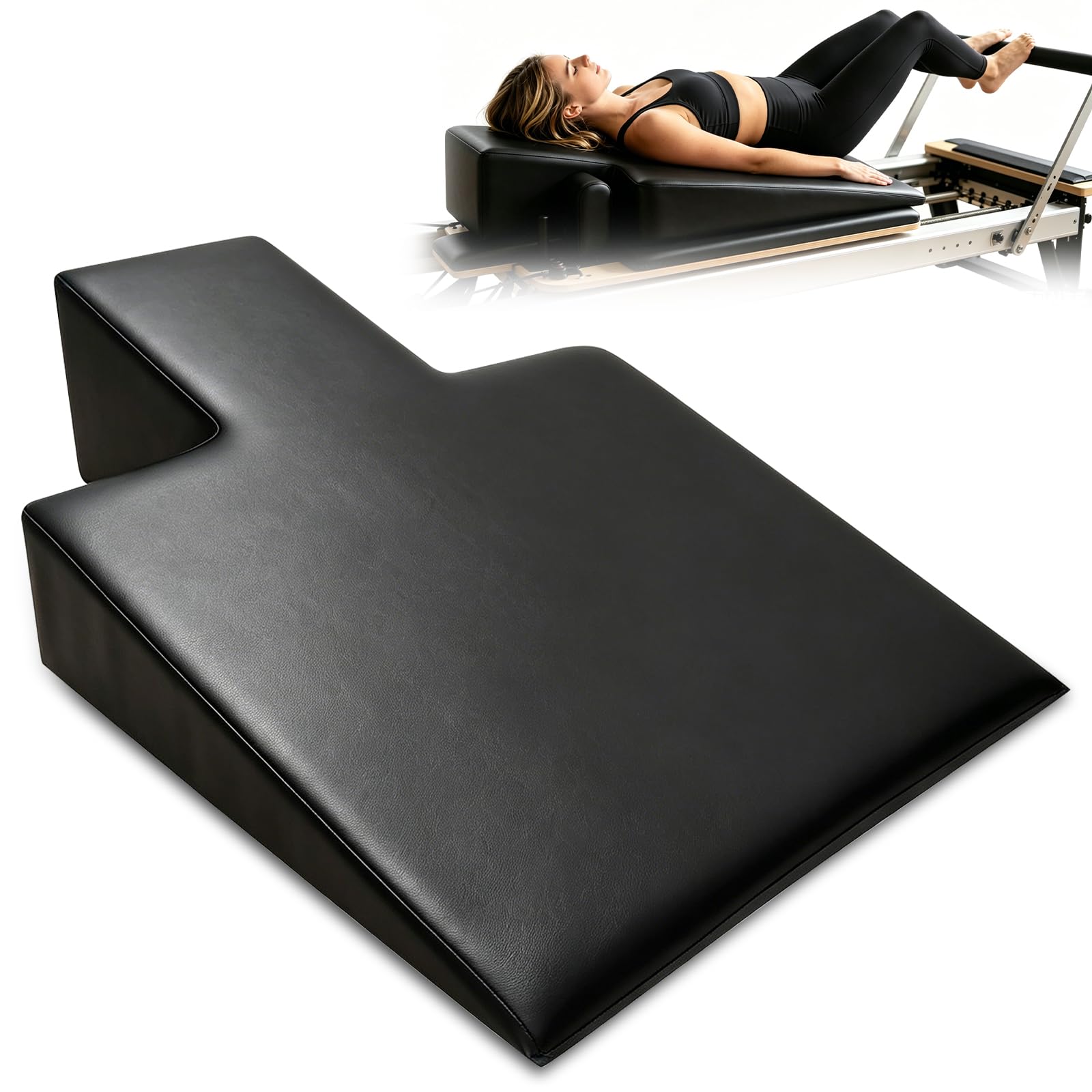 Detachable 12°Pilates Wedge, Non-Slip Waterproof Leather Workout Wedge For Pilates Reformer, Gentle Exercise For Pregnant Women Or Beginners, Suitable For Home Studio & Gym Use