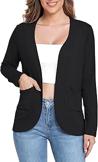 Women's Long Sleeve Cardigan with Pockets Lightweight Casual Loose Open ...