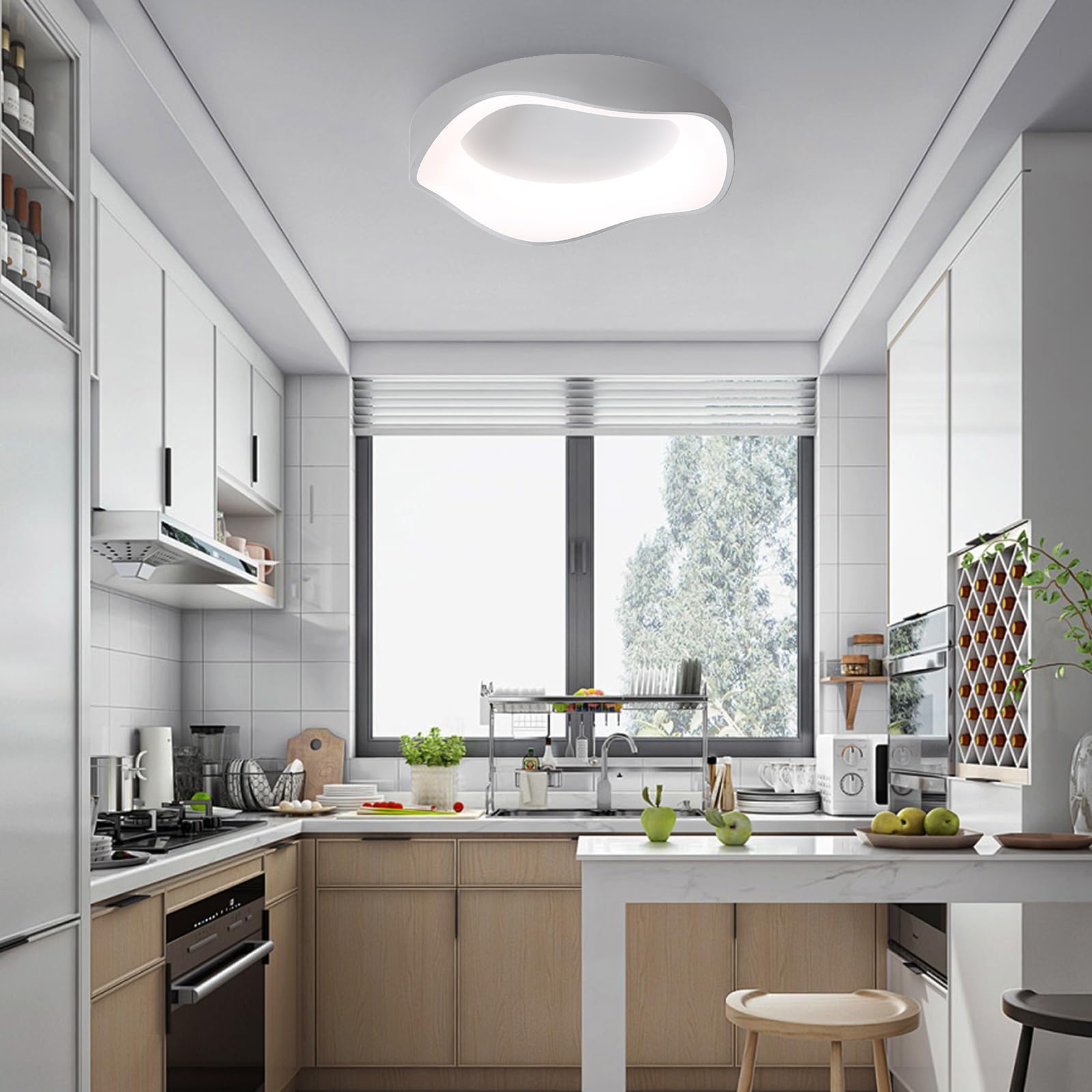 Plafoniera Led Moderna,52CM 3000K-6500K Plafoniera Soffitto Semplice, Protezione Agli Occhi,Plafoniere Led a Soffitto Per Soggiorno,Camera Da Letto,Cucina,Salotto,Corridoio,Dimmabile