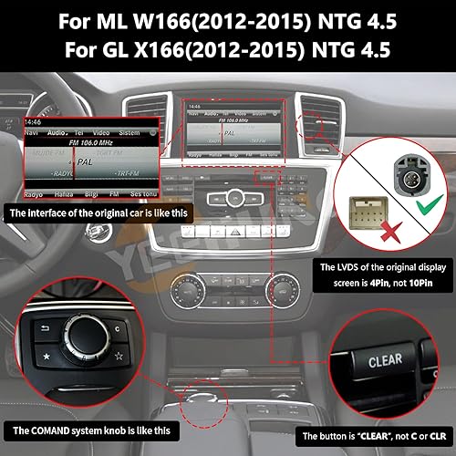 Miniatura 9 de YEEHUNG Pantalla táctil HD antirreflejos W166 X166 Android 12 azul, 8+128GB Carplay Android Auto de 12.3 pulgadas, para Mercedes Benz ML GL Class