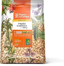 Raízes do Campo Feijão Carioca Agroecológico, Grão Inteiro, Sem Glúten, Sem Transgênicos, 500g
