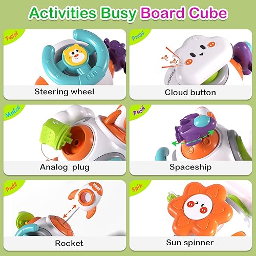 Miniatura 3 de Juguetes para bebés, cubo de actividades Montessori, juguetes educativos sensoriales para niños pequeños de 1 a 3 años, clasificador de formas con
