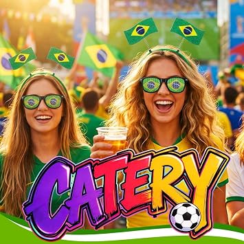 Catery Brazil Flag Headband Glasses Temporary Tattoo Stickers Set Soccer Ball Fans Accessories for Soccer Party