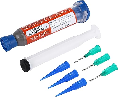 Wonderway Sn42Bi58 T5 Pasta de soldadura sin plomo sin limpieza, punto de fusión de 280.4 F (0.71 oz)