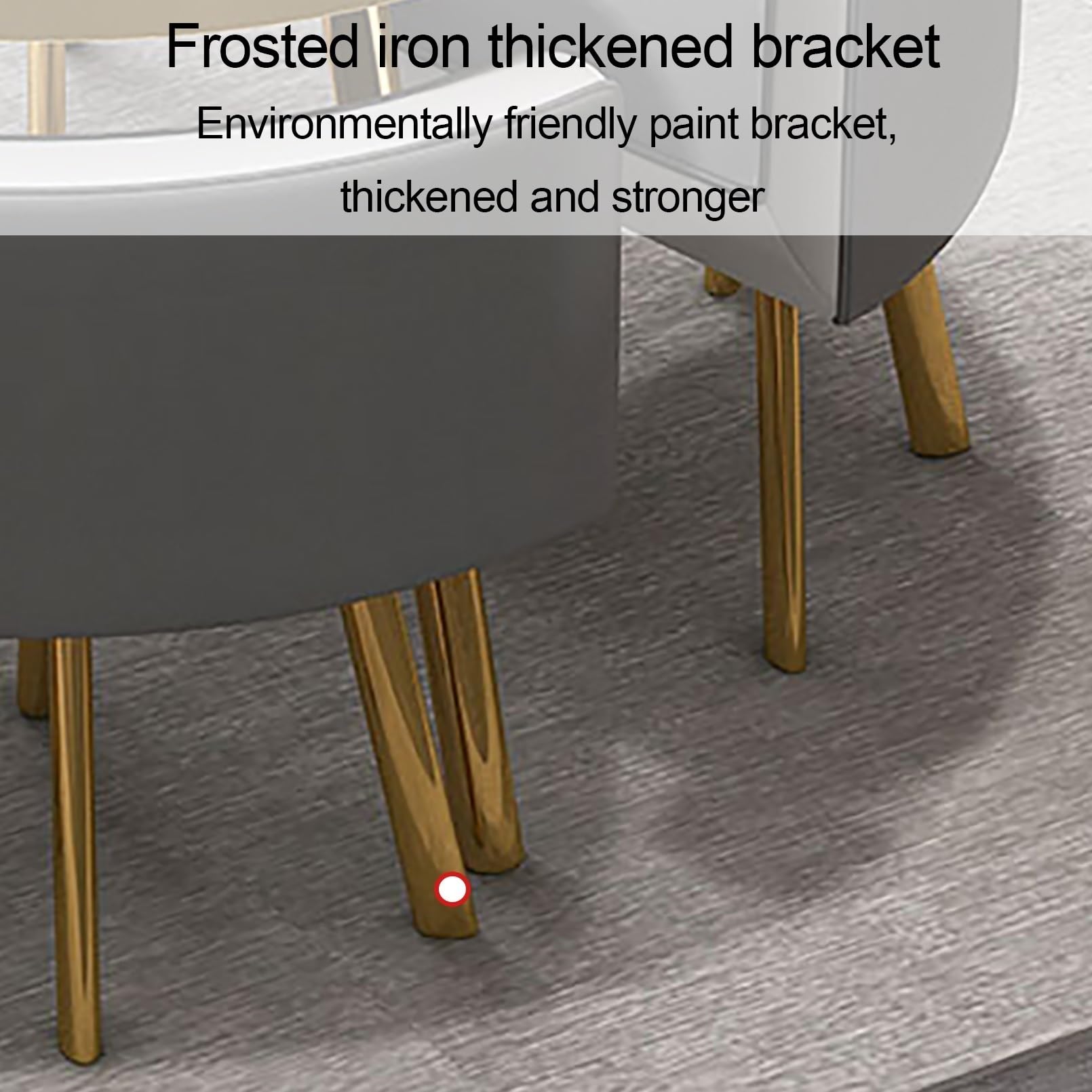 Ensemble Table à Manger Ronde 4 Chaises, Marbre Doré | Table à manger ronde avec plateau marbre, pieds dorés et 4 chaises rembourrées pour petits espaces.(Dark Grey)