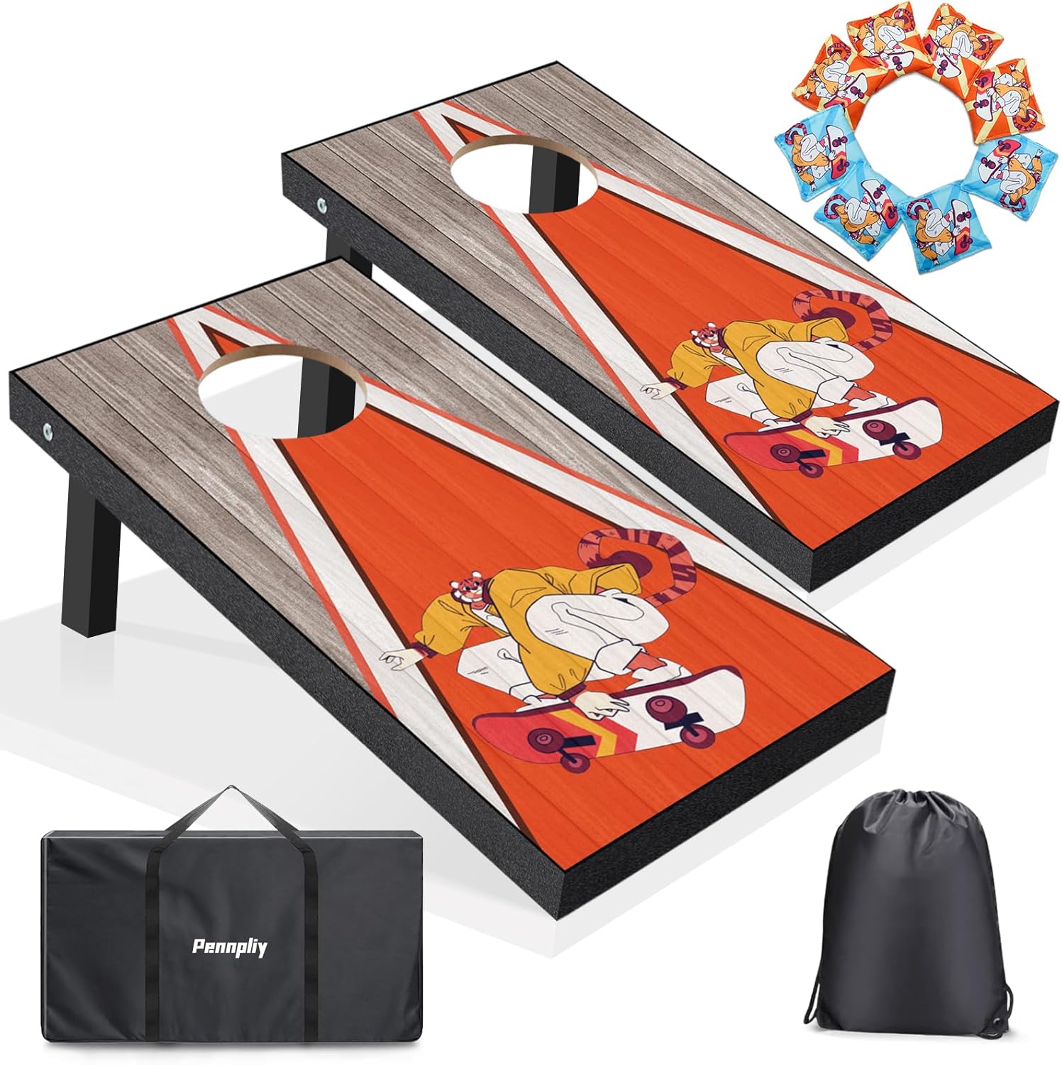 2 ft x 1 ft Cornhole Board Set with 8 Cornhole Bags for Cornhole Game, 2 Corn Hole Boards with Carrying Case for Indoor Outdoor Sports Toss Games Party Backyard Beach Competitions