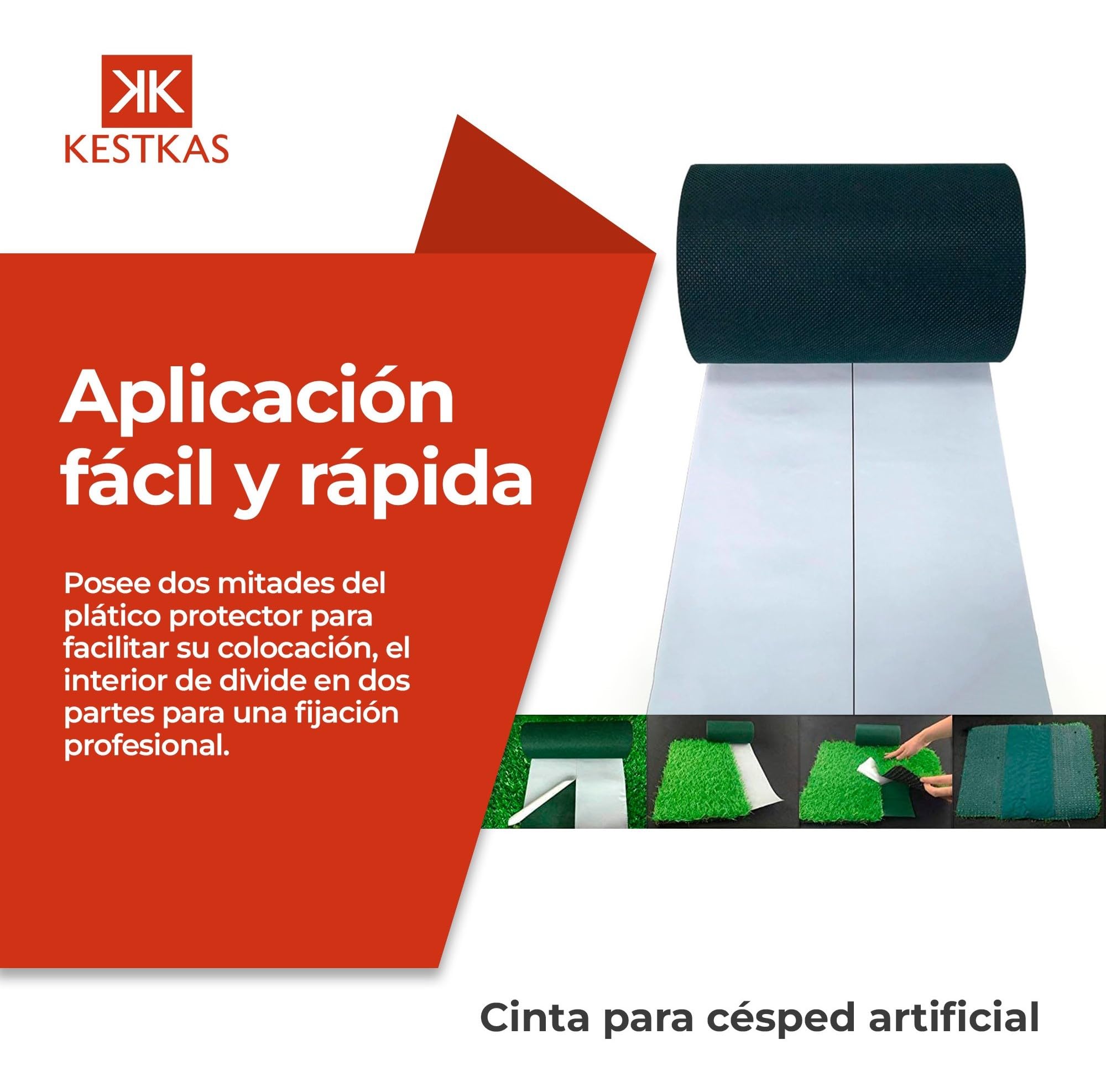 Cinta Unión Césped Artificial 15cm x 10m | Cinta Adhesiva Césped Artificial para Jardín exterior | Unión de Alfombras, Moquetas | Fácil de usar con linea divisoria