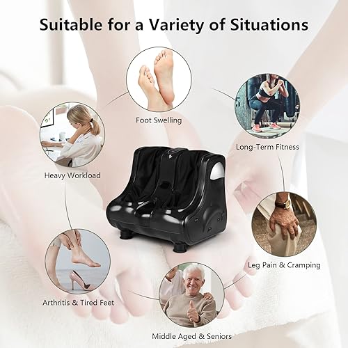 Vista 25 de ARLIME Masajeador de pies con calor, máquina de masaje de pies Shiatsu, modos de intensidad de 3 niveles, vibración de amasamiento profundo, Rojo