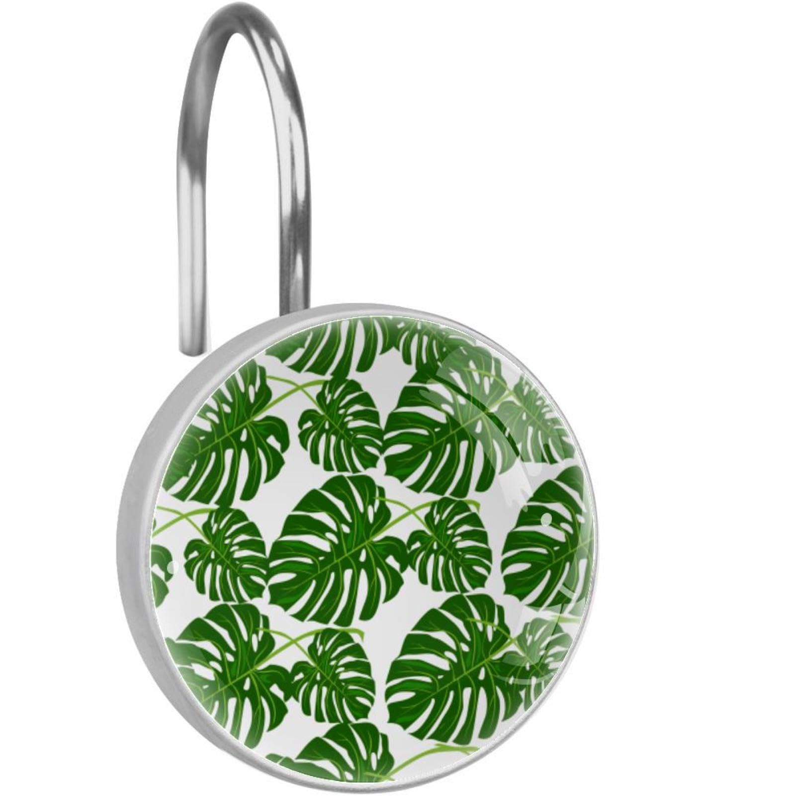 Crochets de rideau de douche feuilles de palmier en acier inoxydable lot de 12 pièces
