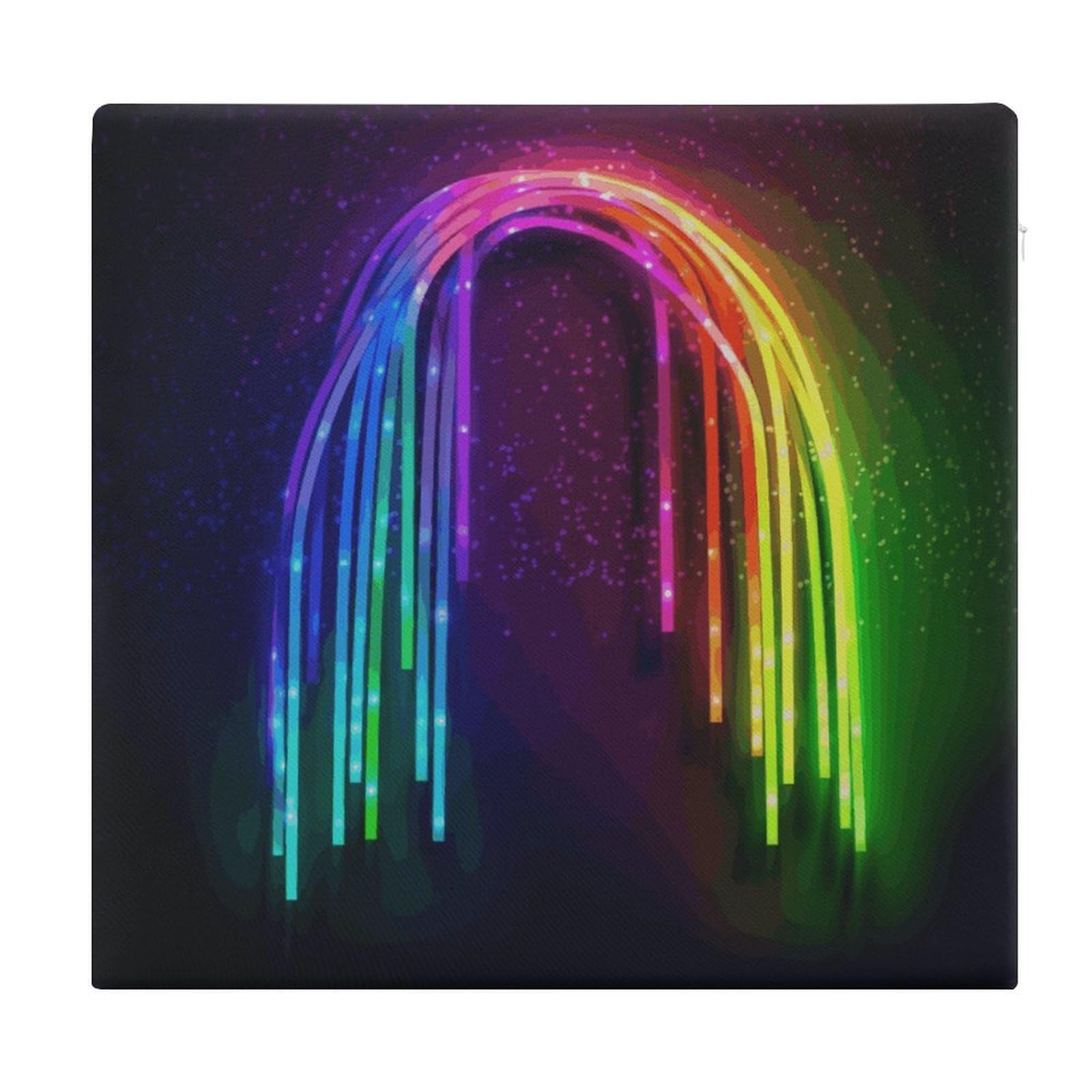 JTREHY Rainbow Neon Square Seat Cushion Non-Skid Memory Foam Chair Pad Comfort Meditation Floor Pillow Breathable Square Seat Cushions with Zipper Removable Machine-Washable