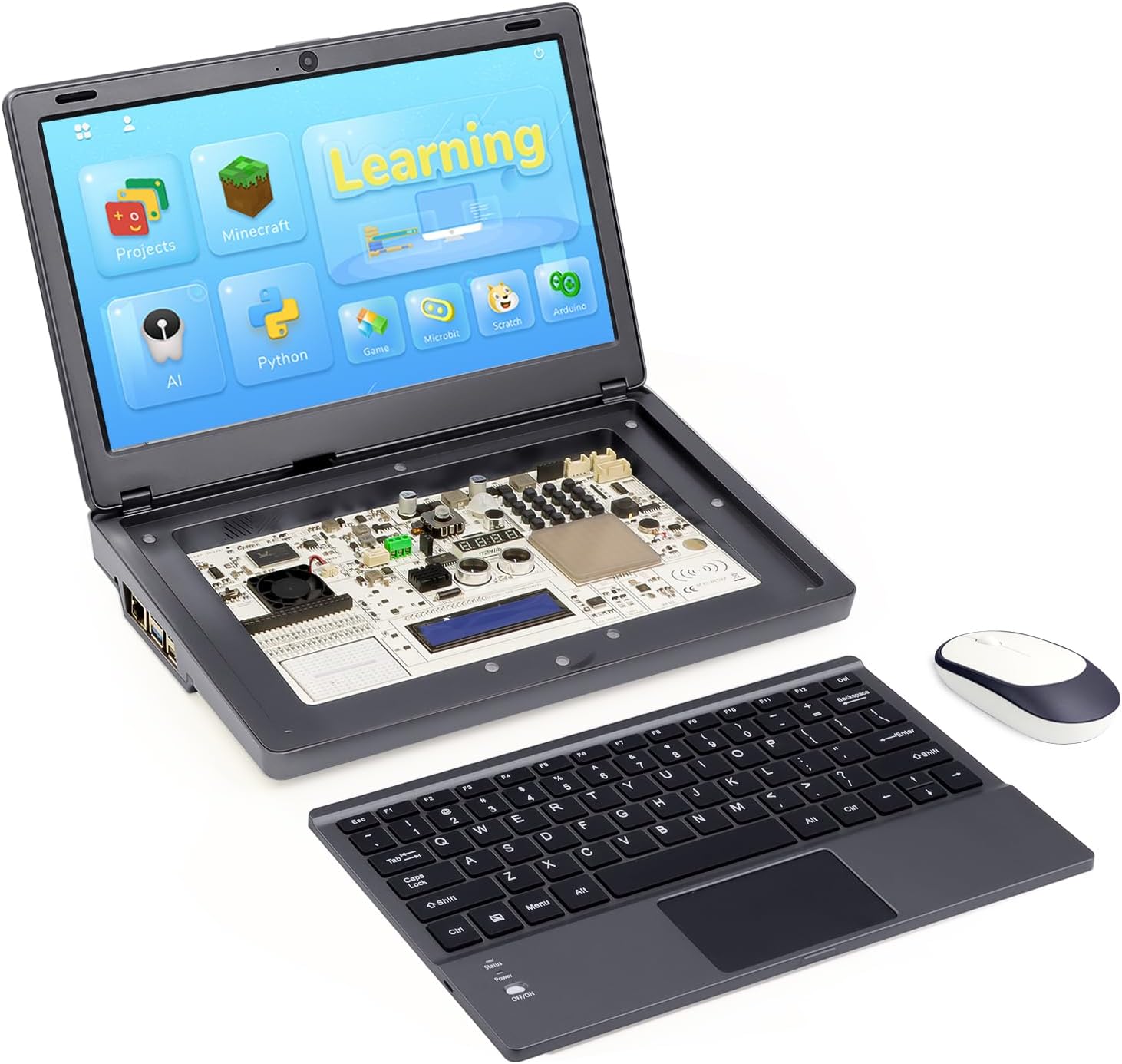 ELECROW CrowPi 2 All-in-one Kit Compatible for Raspberry Pi 4/5 Laptop, Without RPi 5 Board, Learning Programming Sensor Kit with 11.6 Inch IPS Screen for Professional Adult (Basic Kit)