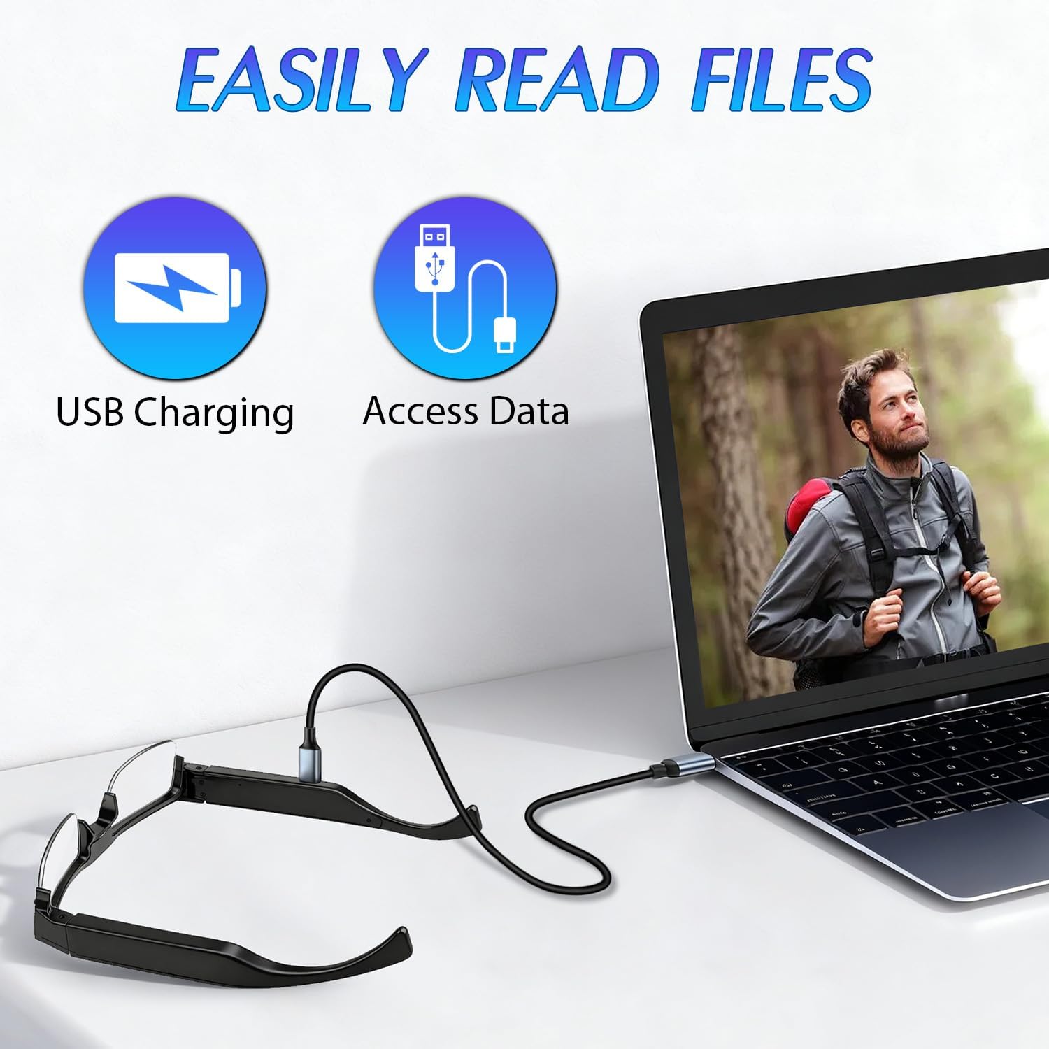 KoogFleur Camera Glasses 1080P Video Recording Outdoor Sport Glasses with Camera 64GB Wearable Smart