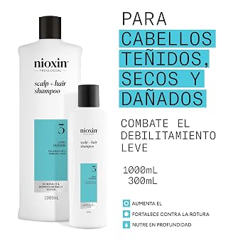 Nioxin Sistema 3 - Shampoo / Conditioner / Treatment - For Dyed and Damaged Hair with Mild Thinning