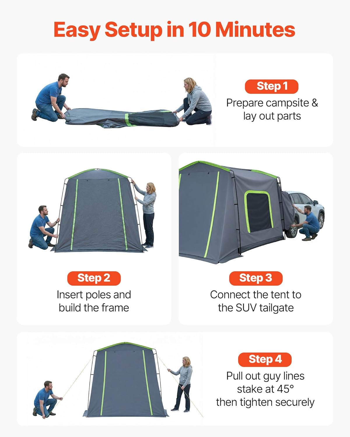 VEVOR SUV and Pickup Truck Camping Tents, Waterproof Double Layer Design with Carry Bag, Accommodates 2-9 Persons for Outdoor Activities