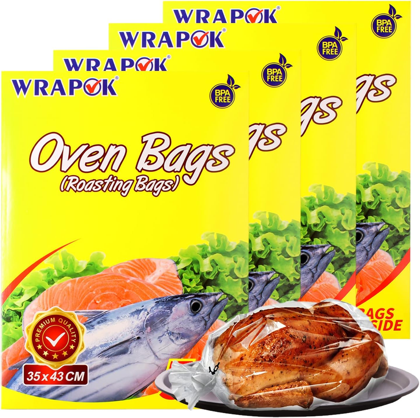 Oven Cooking Bags Medium Size Roasting Baking Bag for Meats Ham Ribs Poultry Seafood on Thanksgiving, 14 x 17 Inch - 20 Bags Total(Pack of 4)