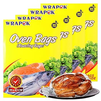 WRAPOK Oven Cooking Turkey Bags Medium Size Ribs Baking Roasting Bags No Mess for Chicken Meat Ham Poultr