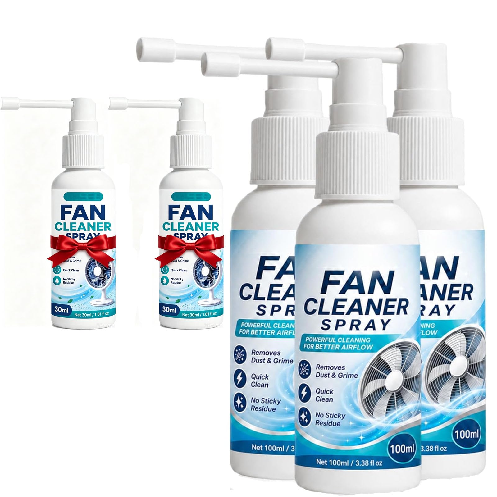 Spray limpiador de ventiladores multiusos (100ml-3pcs+30ml-2pcs) | Limpiador de aspas de ventilador sin enjuague, solución de limpieza sin necesidad de desmontaje con ventiladores de pie