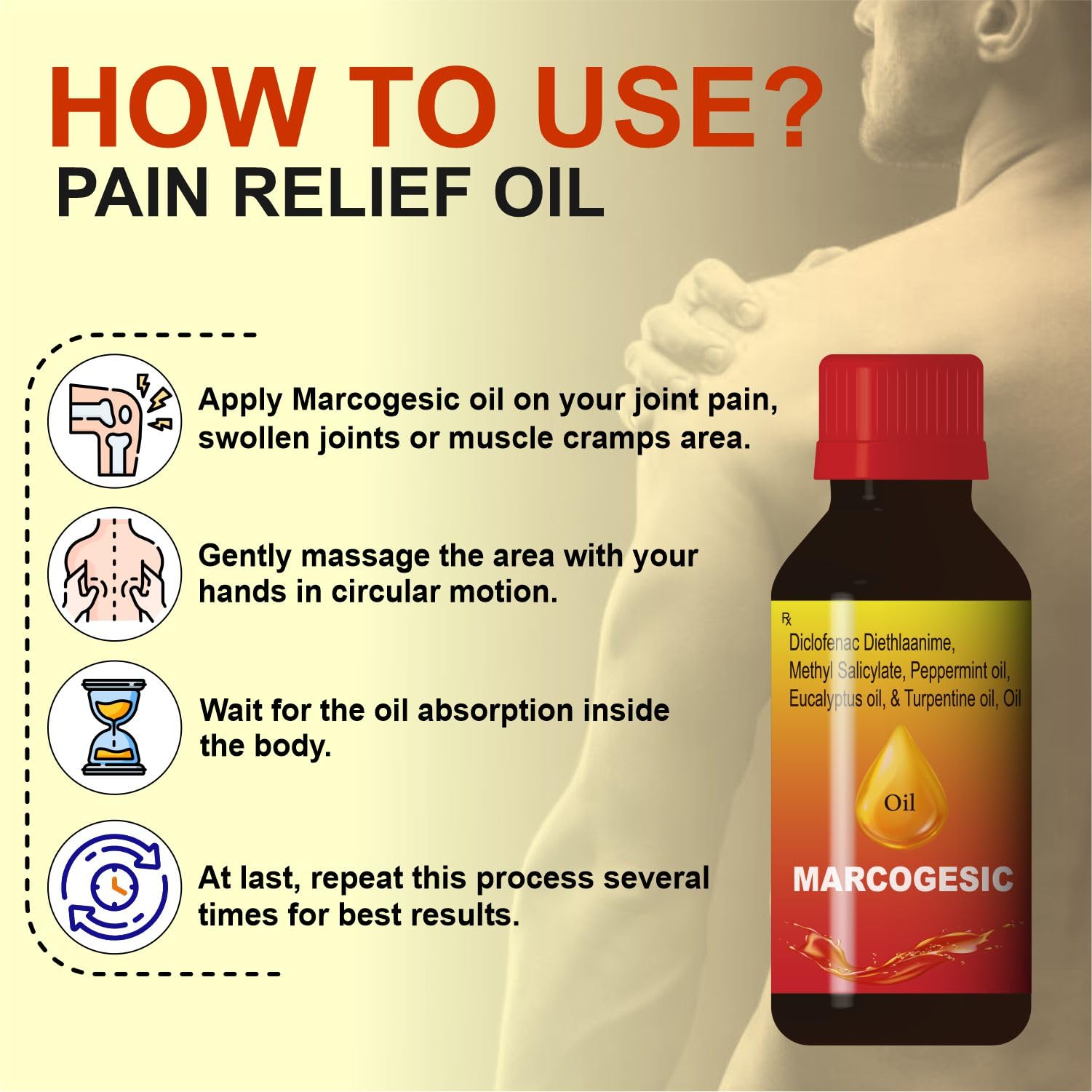 MARC REAL GOLD Marcogesic Pain Relief Oil 60ml Pack of 6 3