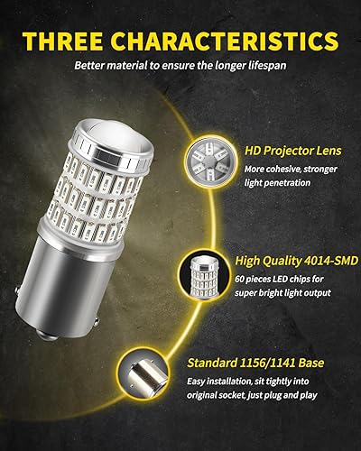 Miniatura 2 de AUXLIGHT Bombillas LED estroboscópicas y traseras de freno 1156 7506, color rojo, 320 % más brillante, 1141 1003 BA15S 1156A, bombillas LED para