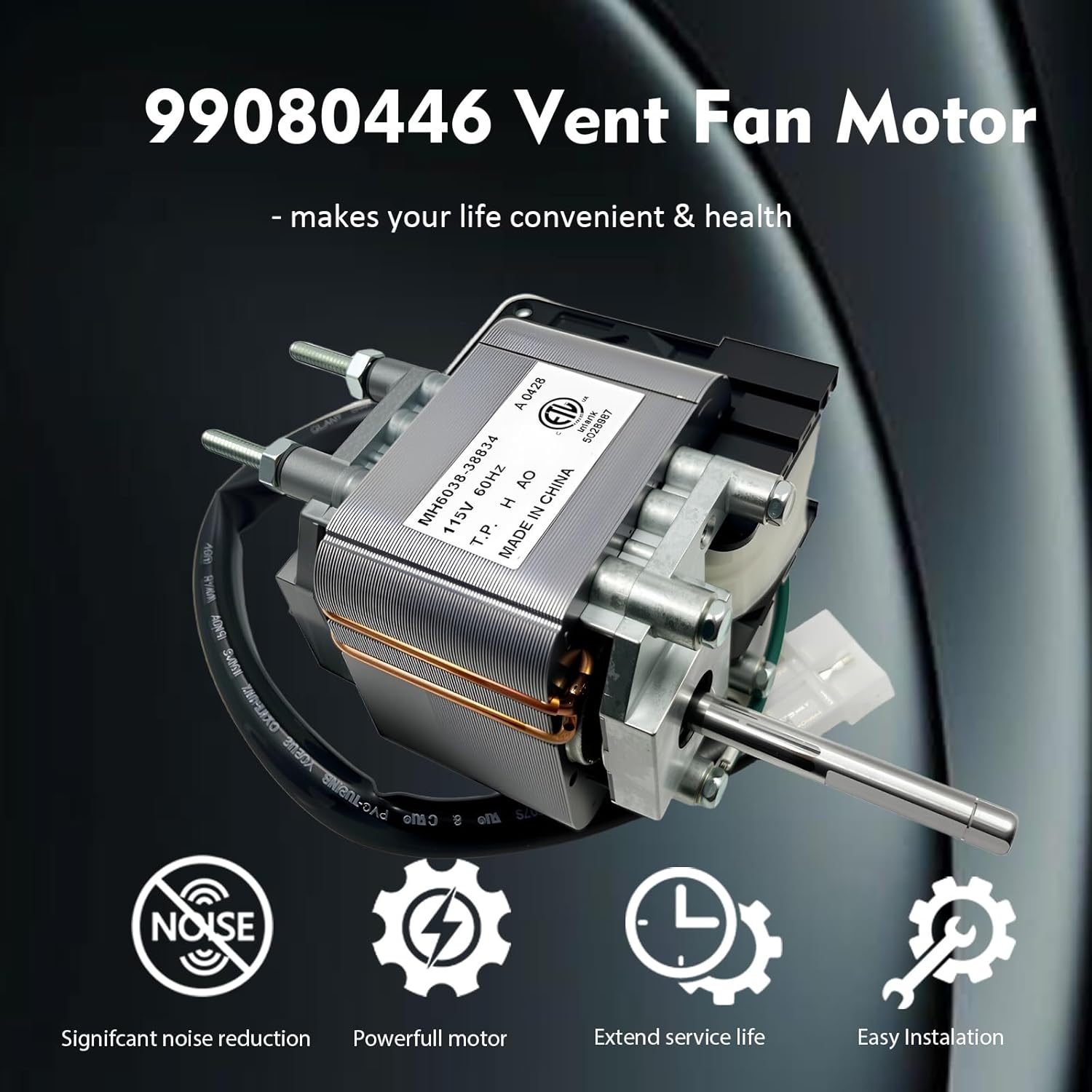 99080446 Vent Fan Motor Replacement for S50U，S80U-A ，16246A ，99-08-0446B ，99080446B, 99080448, 16161X, 16246X, 16261XAftermarket Vent Fan