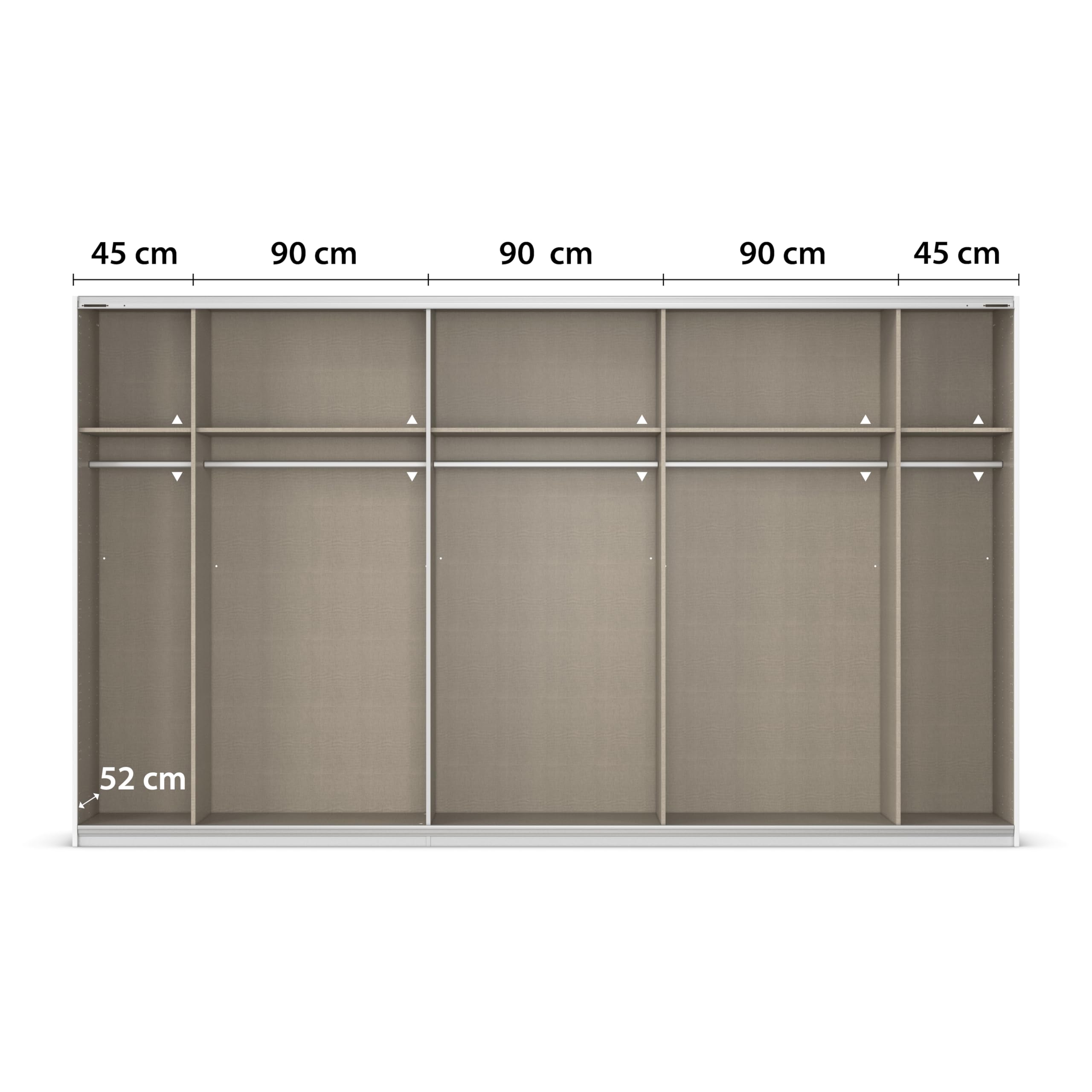 Rauch Möbel KULMBACH, Schwebetürenschrank, Farbe Weiß, Breite 360 cm | Kleiderschrank mit Schwebetüren, Schiebetüren, 3-türig, Zubehör Basic, für Schlafzimmer, Jugendzimmer, Garderobe, Flur