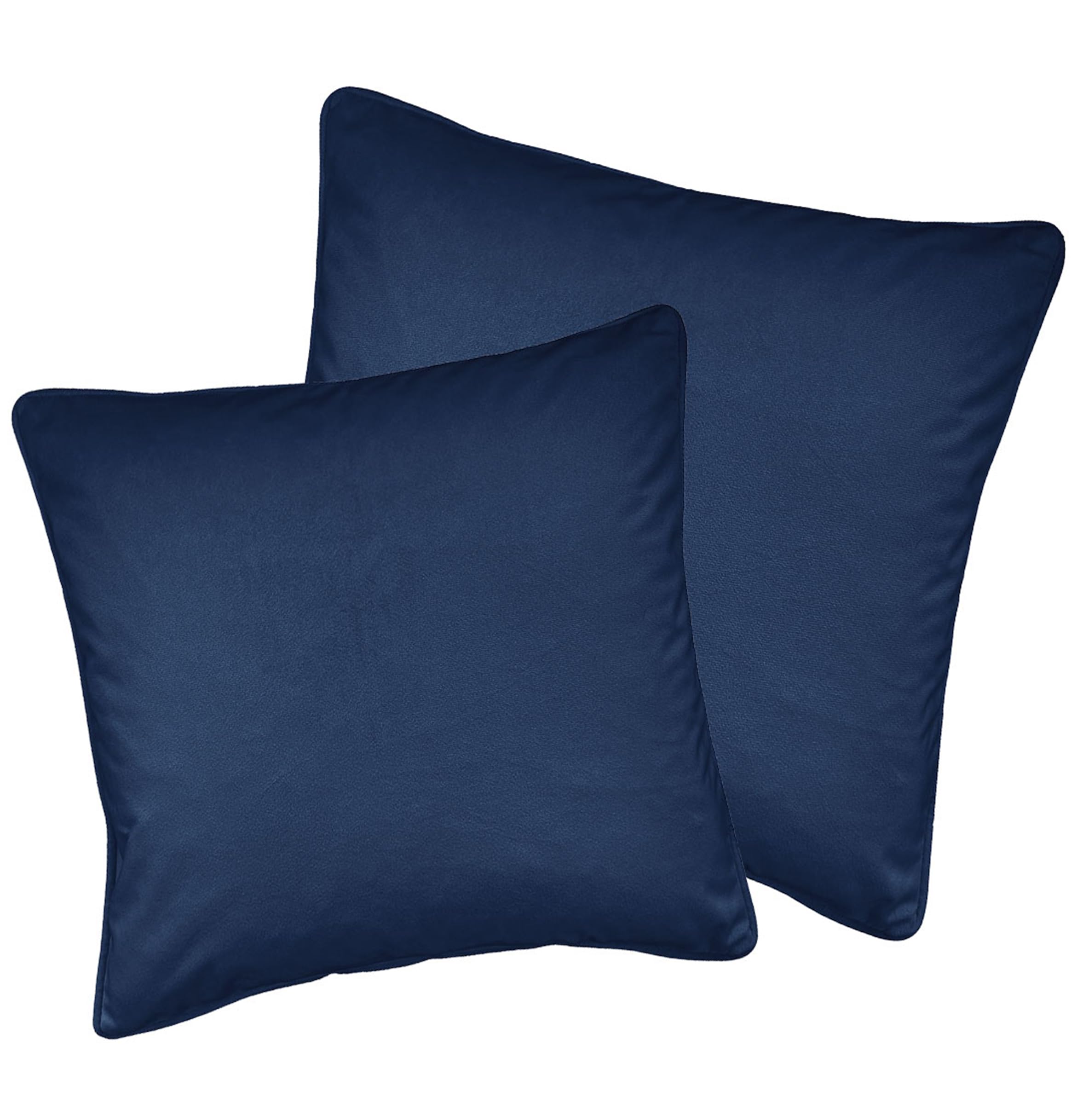 Enhanced Living Navy Pair Of Plain Velvet Cushion Covers 55X55cm – Soft Velvet Fabric With Piped Edge – Double-Sided, Zip Opening – Covers Only, No Inserts
