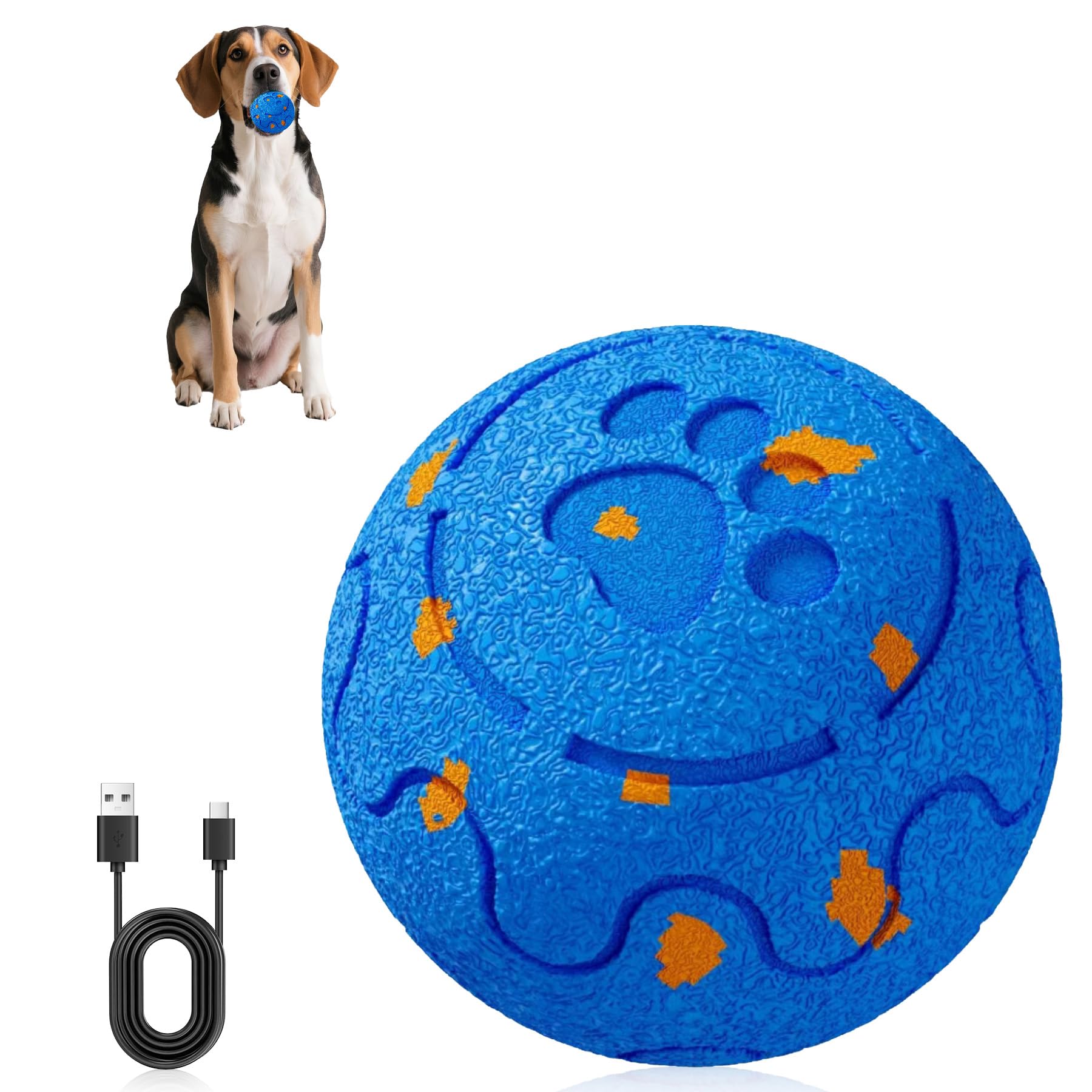 Hundespielzeug Intelligenz, Hundeball Welpenspielzeug Ball Wicked Ball Dog Ball, Intelligentes Interaktives Hundespielzeug mit 3 Spielmodi, Wasserdicht, Wiederaufladbar, für mittlere und große Hunde