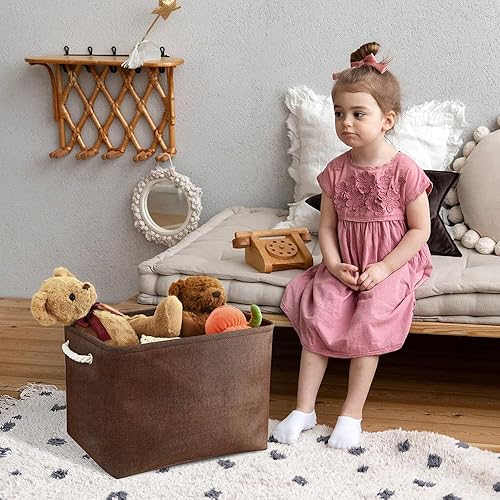 Miniatura 3 de TheWarmHome Cesta de organización y almacenamiento para estantes, paquete de 3 cubos de almacenamiento de tela de 16 x 12 x 12 pulgadas, cubo de