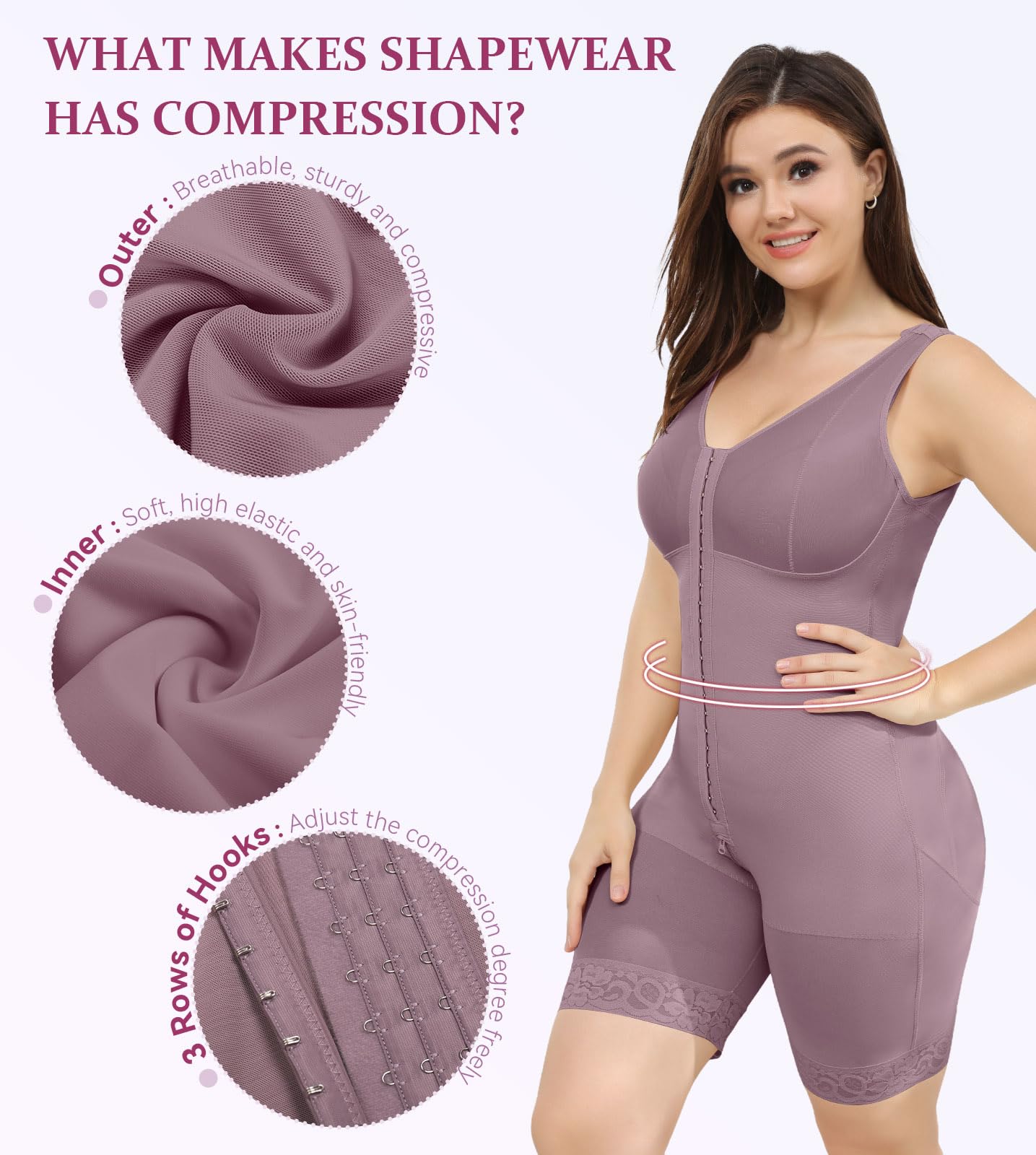 M MYODRESS Fajas Colombianas - Body gainant pour femme - Contrôle du ventre - Compression post-chirurgie