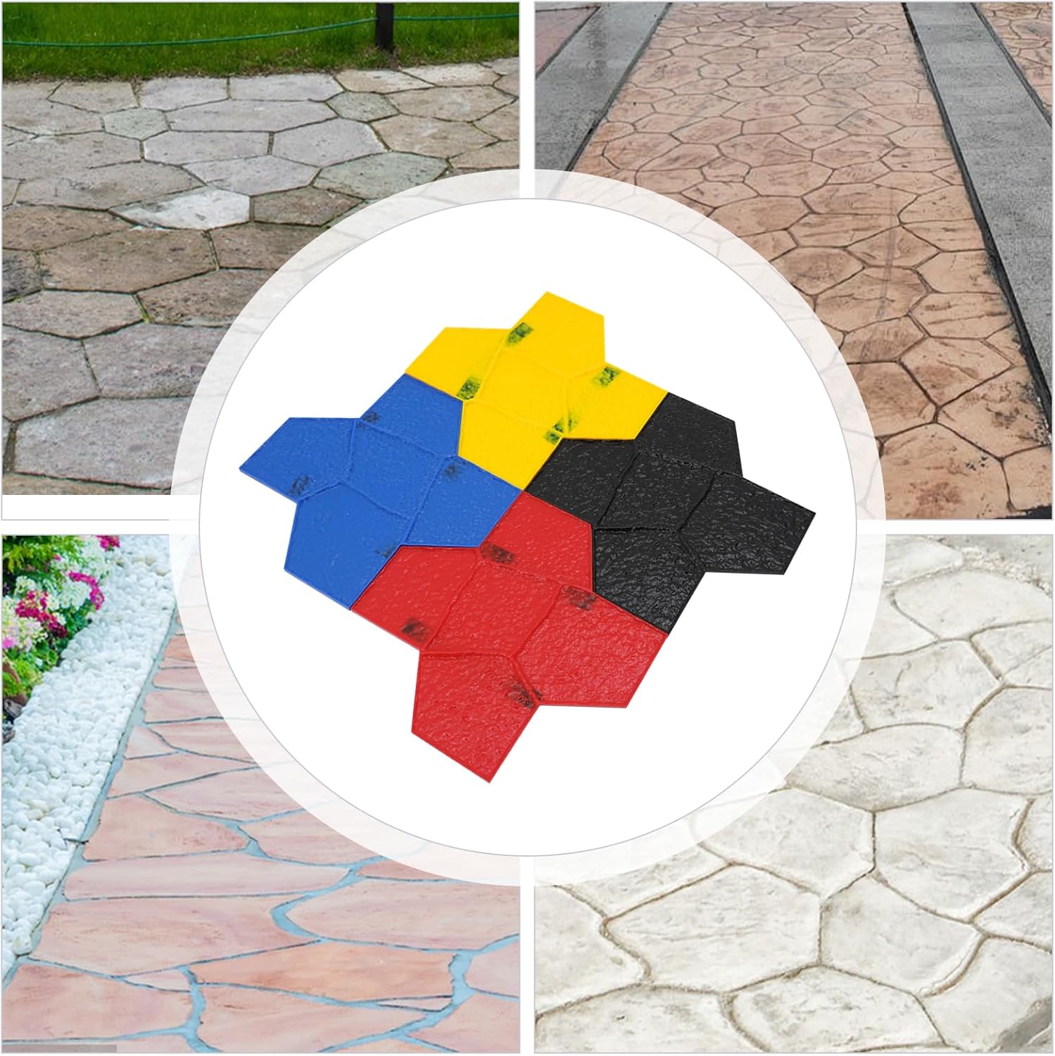 Concrete Stamps Mats,Large PU Concrete Stamp Molds For Wall & Floor Concrete Form23.23"X23.23"x0.55"(4 Pieces)