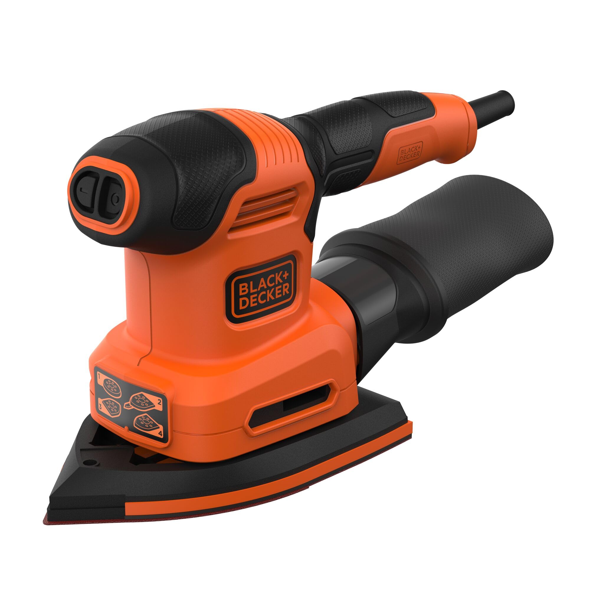 BLACK+DECKER bew200 K de QS 4 en 1 – Lijadora orbital (,, excéntrico lijadora triangular y dedos lija Función, 200 W, con recipiente de captura de polvo y fijado, incluye accesorios + maletín)