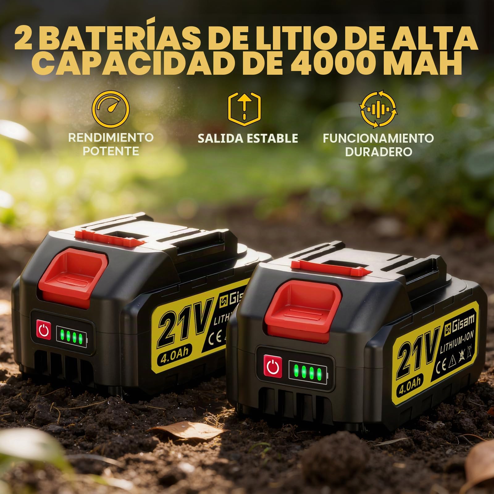 Motocultor Eléctrico Inalámbrico con 2 Baterías de 4,0 Ah, 400 RPM, Batería Sin Escobillas, Ancho 23 cm y Profundidad 21 cm, Motocultor Plegable para Labrar y Suavizar el Suelo