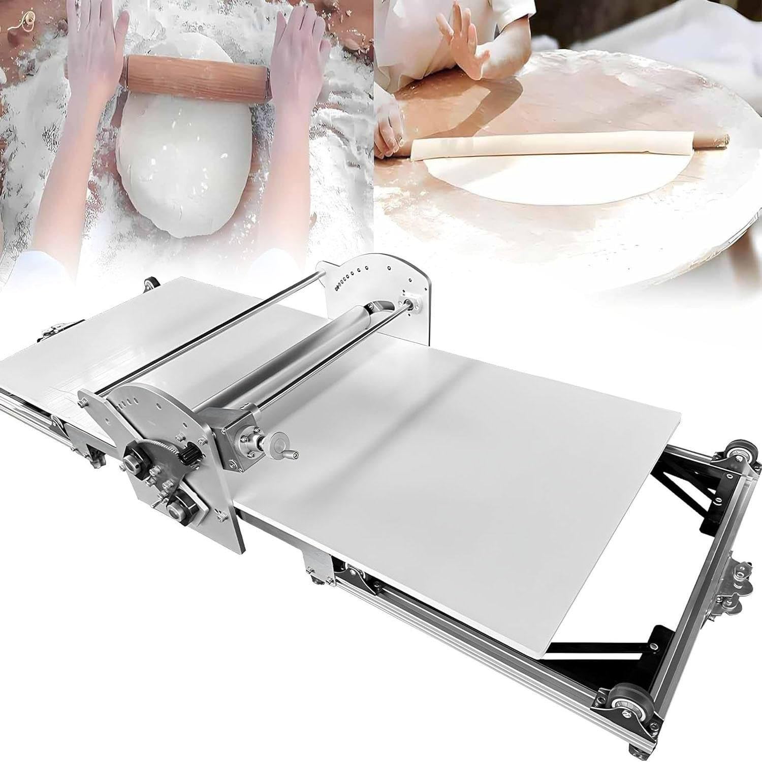 PixCy Sfogliatrice Elettrico Pieghevole in Acciaio Inox,Larghezza di Pressatura 450 mm,Spessore Regolabile 2-30mm,Multiuso per Pizza,Croissant e Pasta Fresca - Compatta e Risparmio Spazio