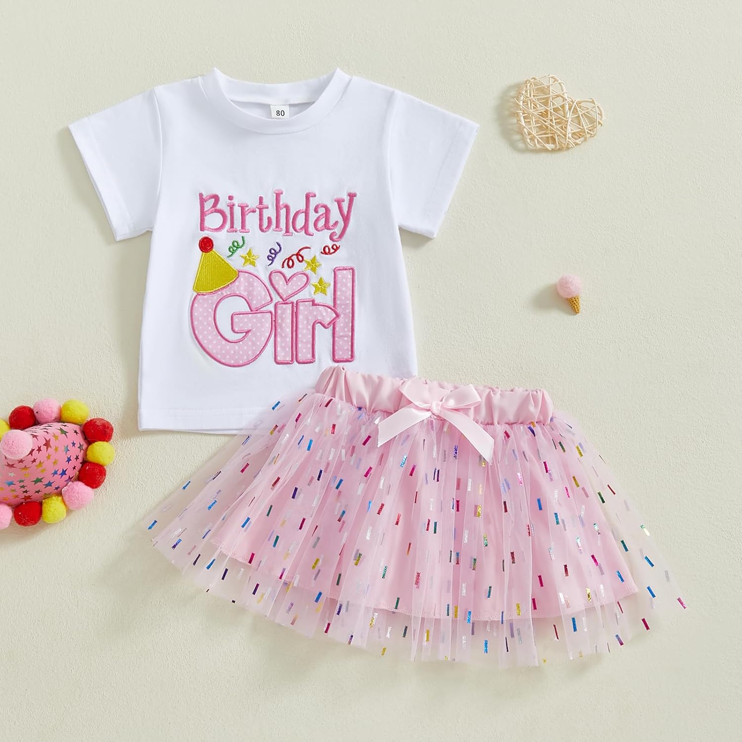 Kayotuas Toddler Baby Girl Birthday Outfit Birthday Girl T Shirt Tutu Tulle Skirts Kids Girls Cake Smash Dress Summer Clothes - Image 2